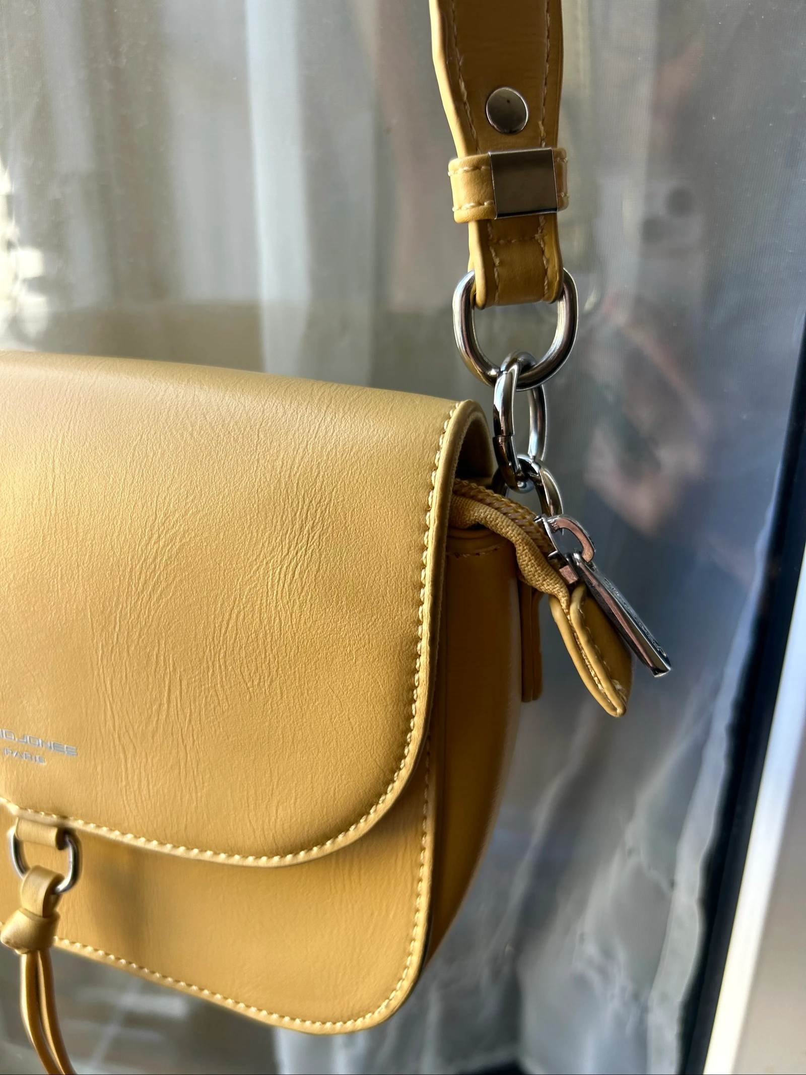 Bolsa transversal David Jones mostarda chique verão – photo 3